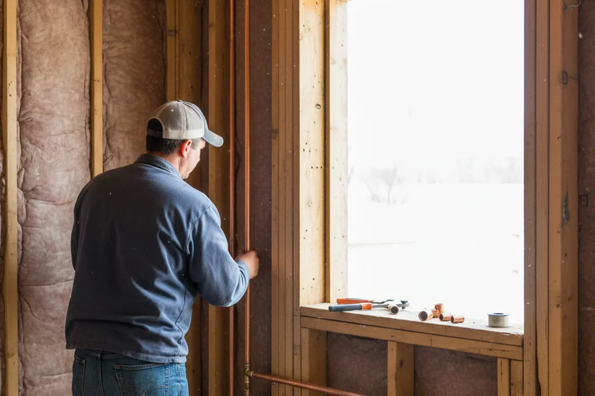Licensed plumber running new copper supply lines in a Winona home