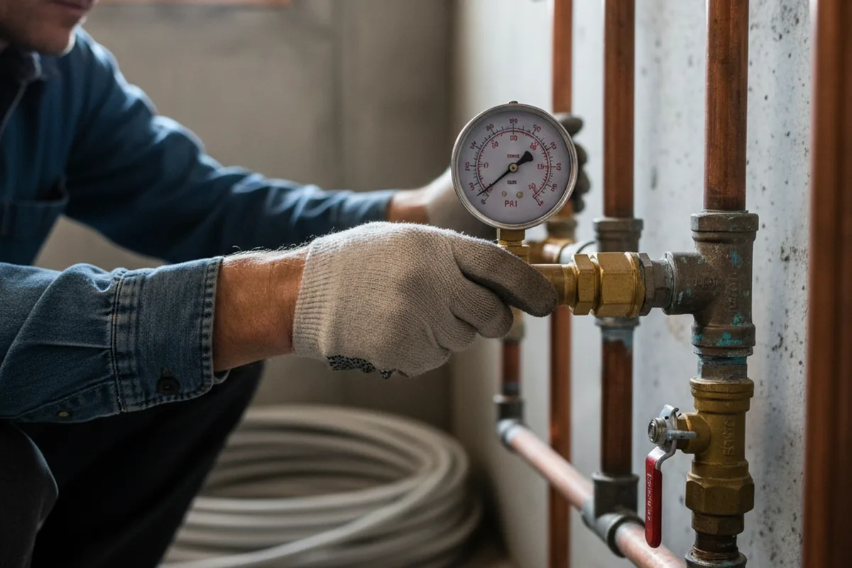 Pressure testing a repaired line during Water Line Repair in Winona